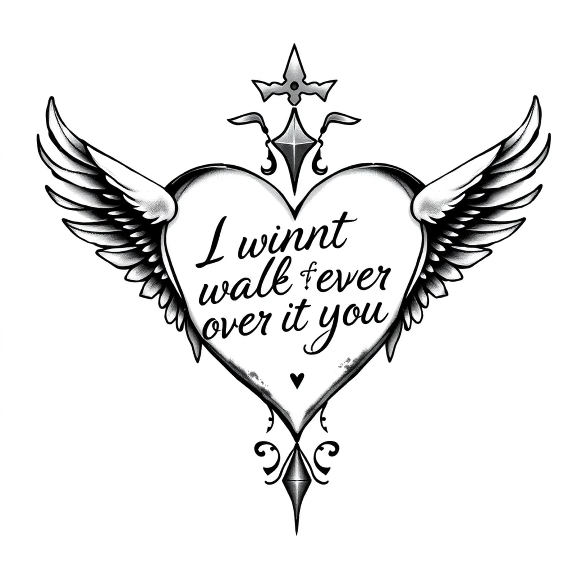 Black And Grey tattoo: I want to walk over heaven with you in a heart moniter