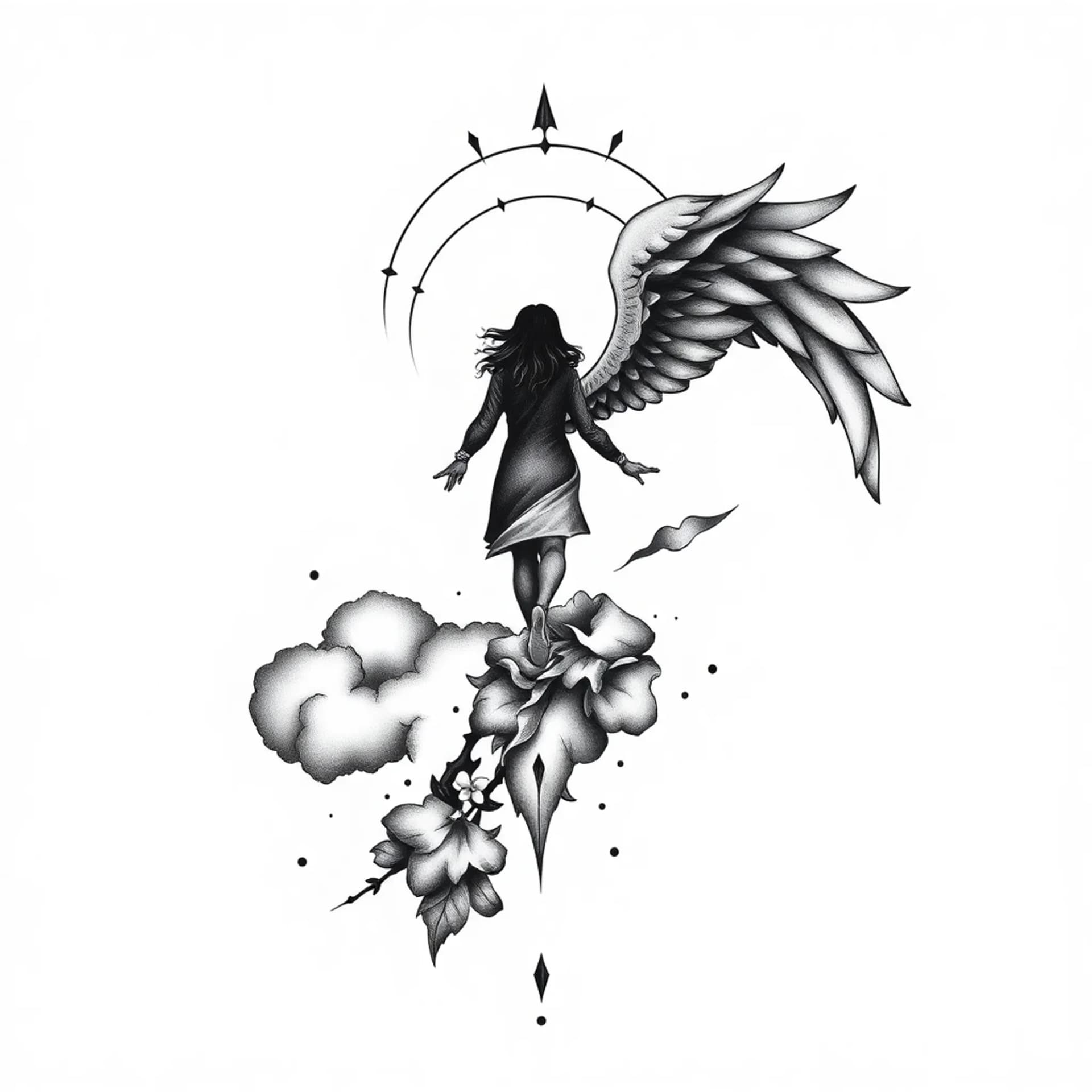 Black And Grey tattoo: I want to walk over heaven with you