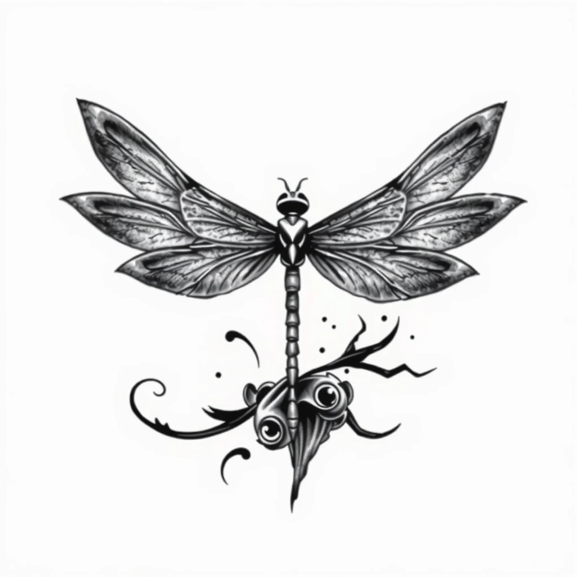 Black And Grey tattoo: Dragonfly still i rise