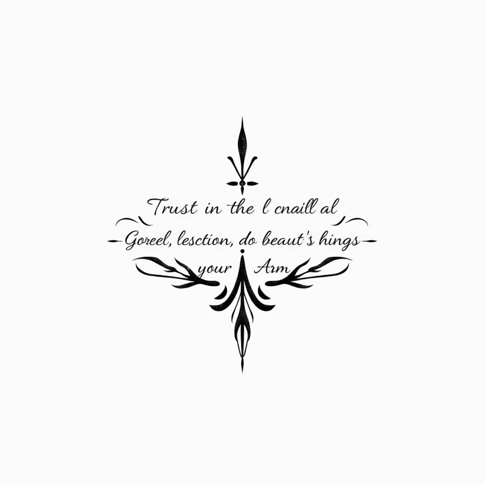 Minimalist tattoo: Based on the following "Trust in the LORD with all your heart;
do not depend on your own understanding.
Seek his will in all you do,
and he will show you which path to take" create 3 different tattoo designs