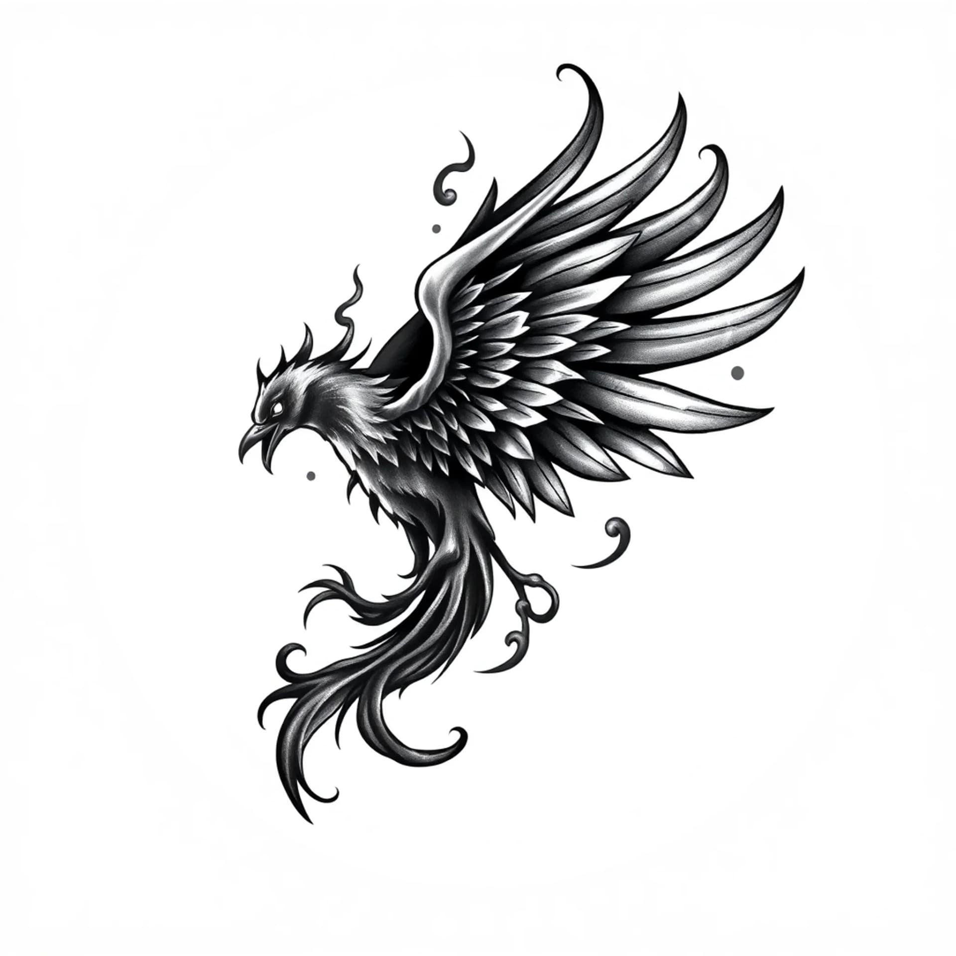 Black And Grey tattoo: Phoenix fire