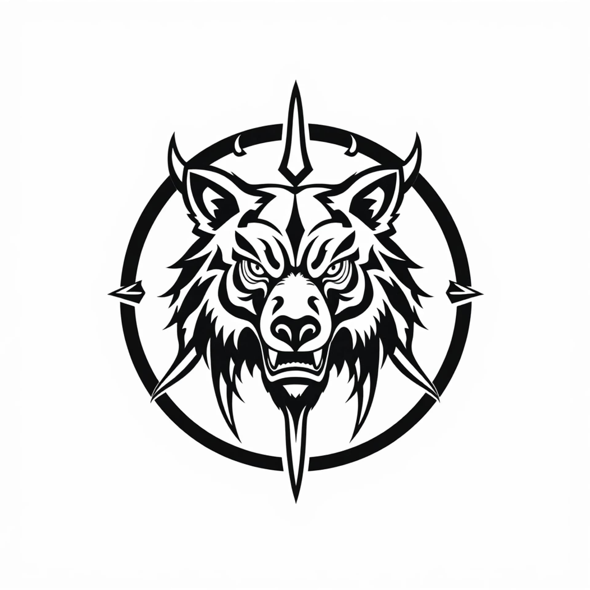 Tribal tattoo: “Tribal Circular Seal of the Strategic Guardian”
A closed tribal circle, with a tribal Bear mask in the center.
The eyes are downward‑curved tribal hooks (Wolf).
Around the mask, a continuous wavy tribal ring (Serpent).
At the top of the circle, two upward‑pointing feather‑like spikes (Eagle).
At the bottom, three diagonal claw‑like cuts (Tiger).