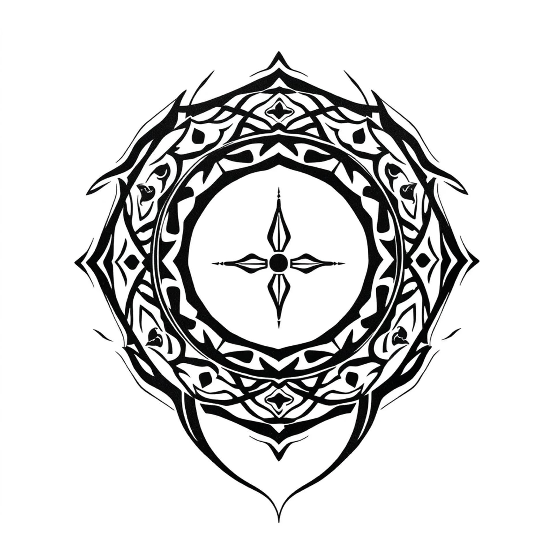 Black And Grey tattoo: A leg tattoo design inspired by Hainan Li ethnic tattoo patterns, featuring geometric lines and abstract tribal motifs .Fine black linework, minimalist style, flowing along the leg contour, clean black ink only, high contrast, vector-like sharp lines, symmetrical composition, tribal ethnic aesthetic, ancient spiritual symbolism, white background, tattoo design, high detail.