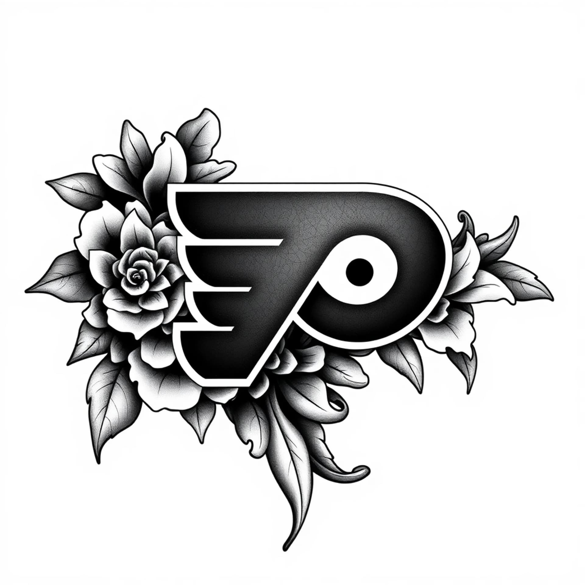 Black And Grey tattoo: Creative Philadelphia flyers tattoo for female