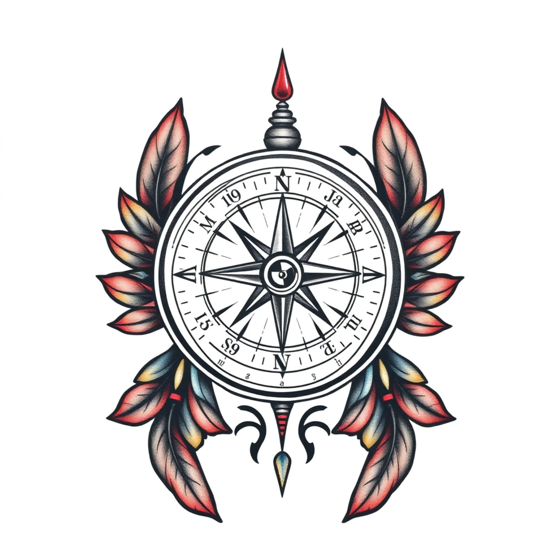Traditional tattoo: A compass with song lyrics around it