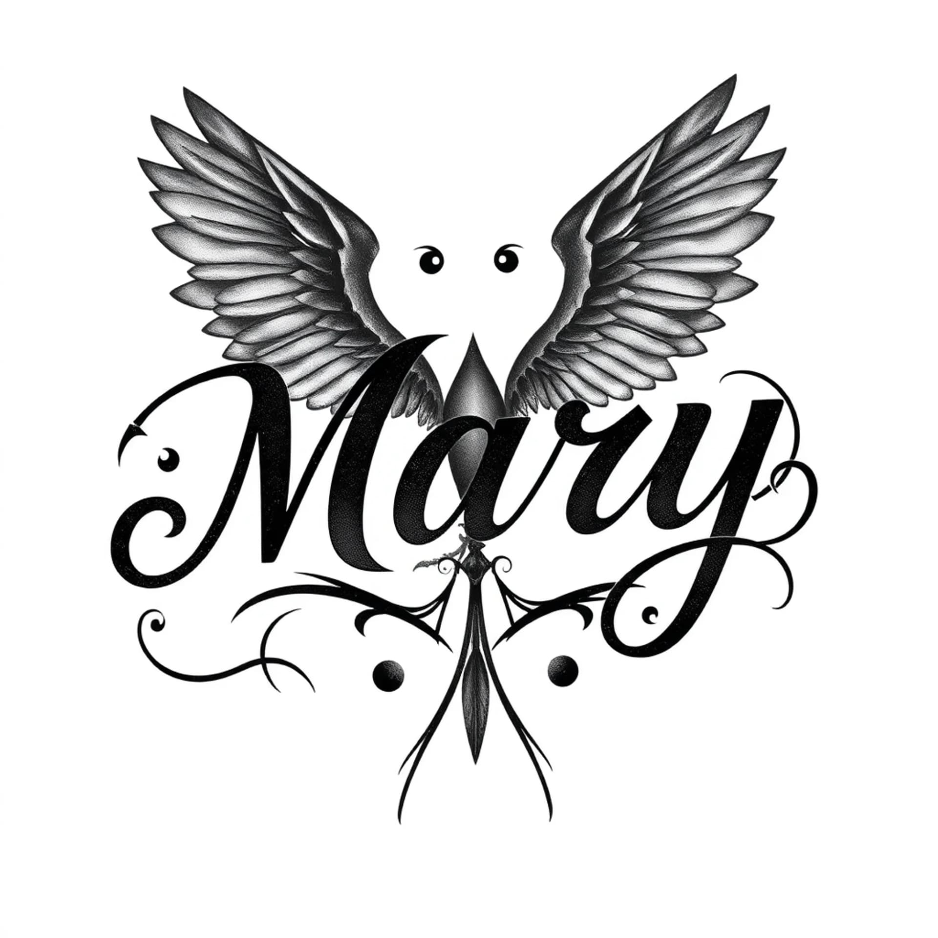 Black And Grey tattoo: My girlfriends name Mary medium size