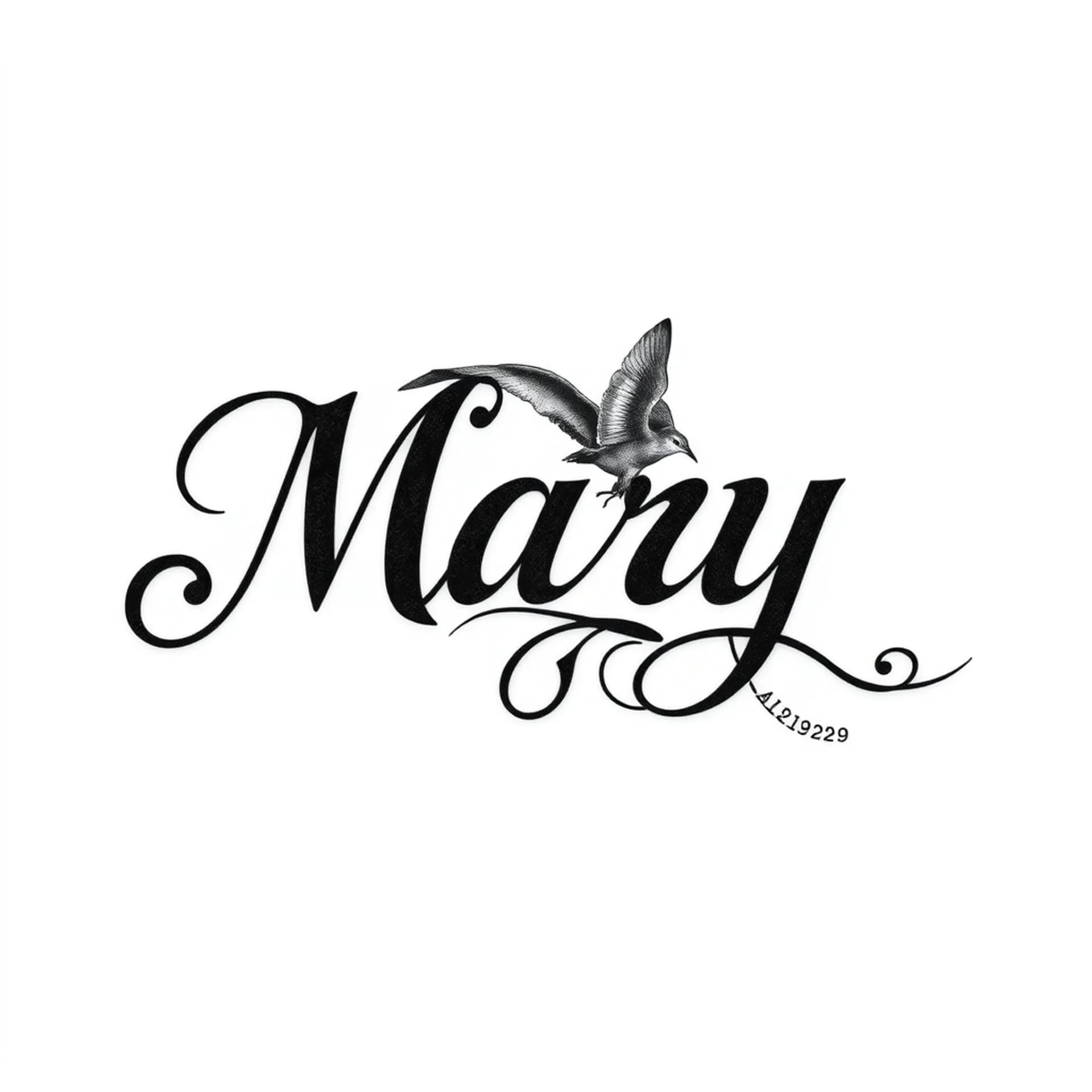 Realism tattoo: My girlfriends name Mary medium size