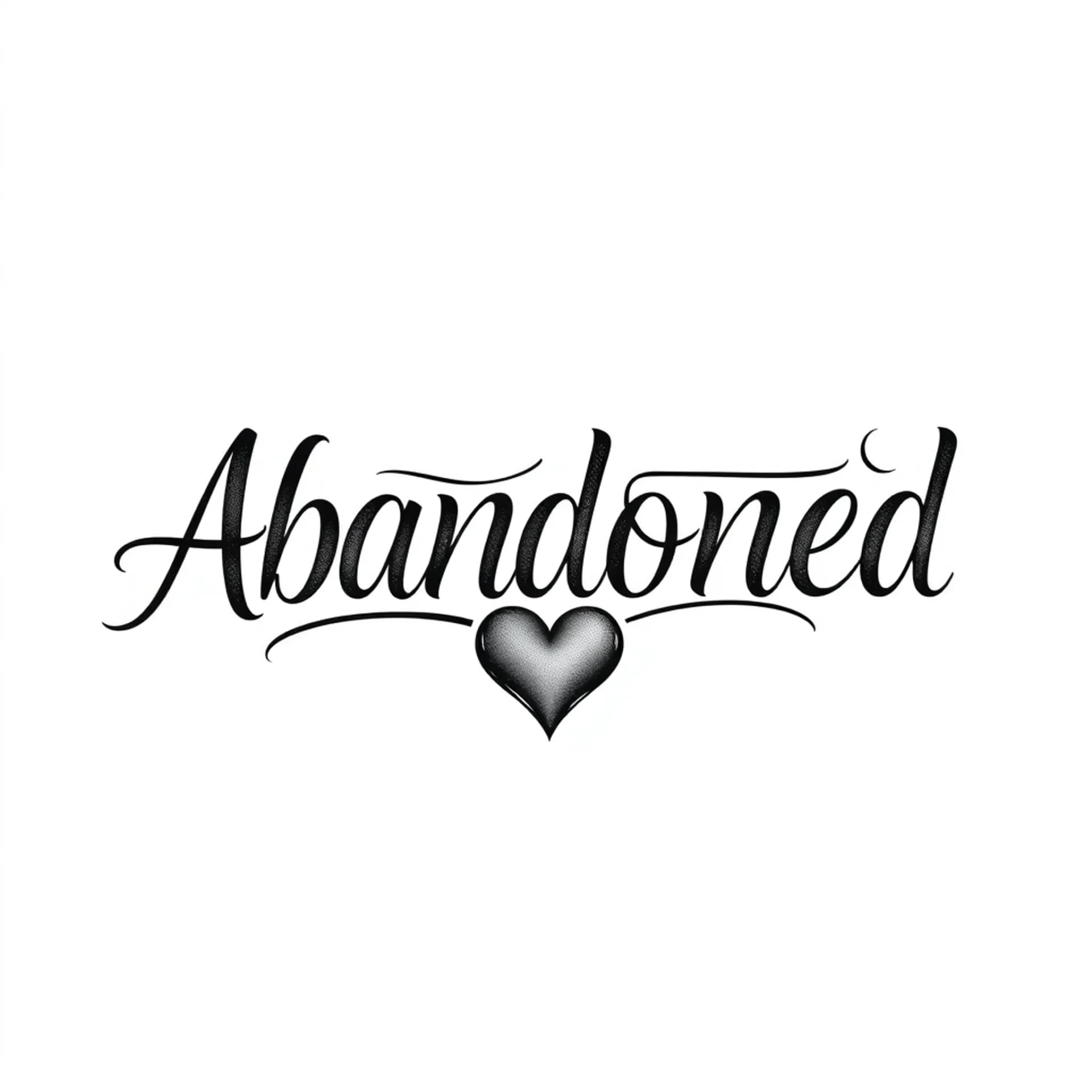 Black And Grey tattoo: Abandoned in cursive on the make it big to where it goes to my wrist to elbow with a real heart at the end