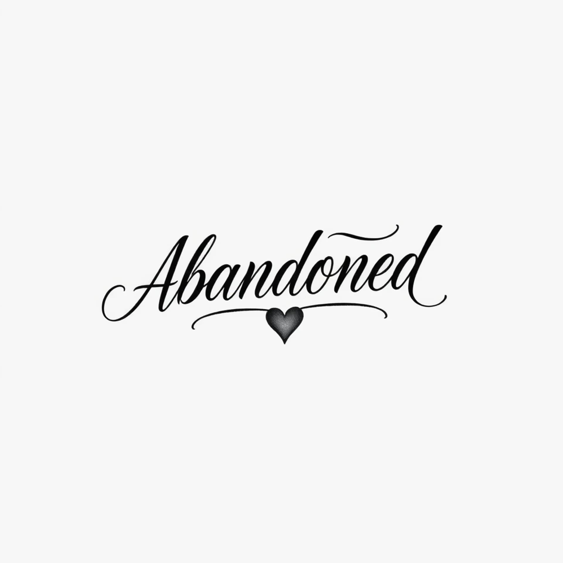 Black And Grey tattoo: Abandoned in cursive on the make it big to where it goes to my wrist to elbow with a real heart at the end for men