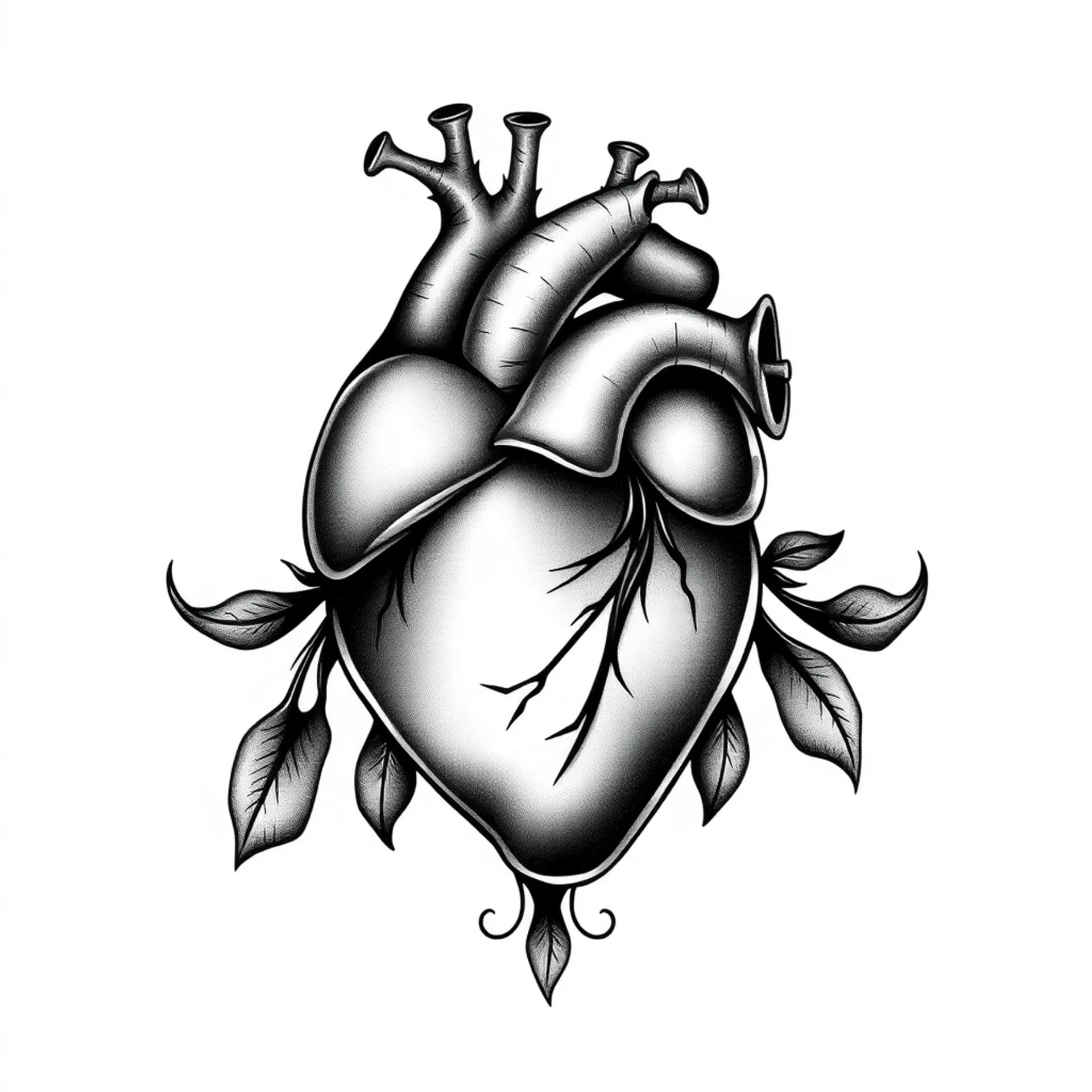 Black And Grey tattoo: Real heart