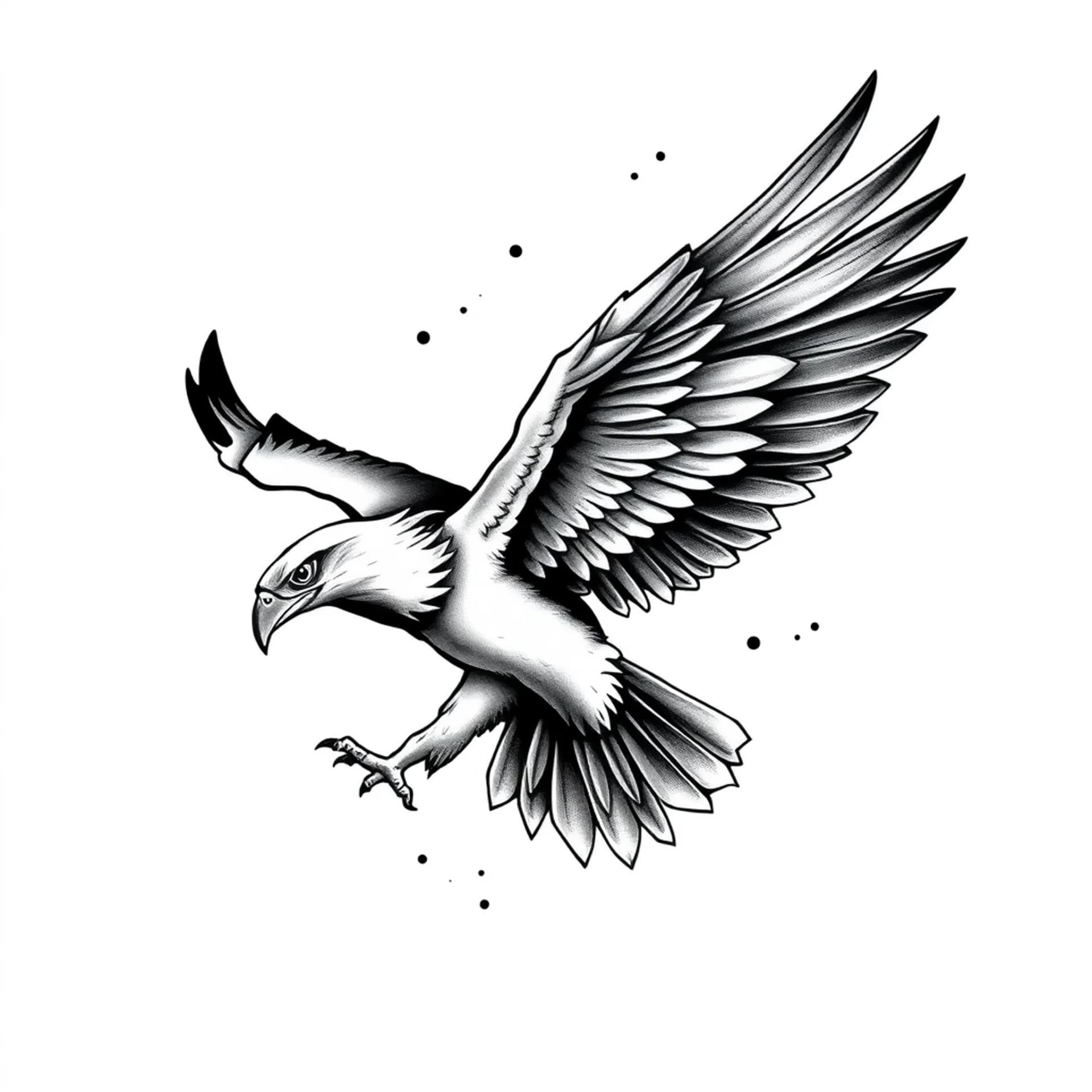 Black And Grey tattoo: Philippine eagle flying attack