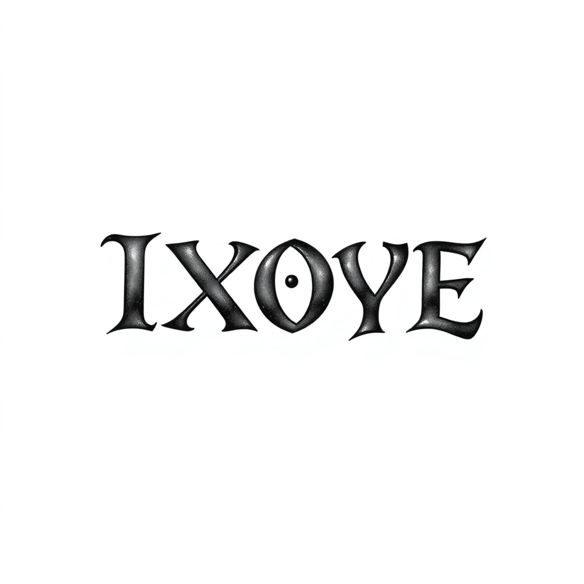 Black And Grey tattoo: IXOYE in greek lettering vertical
